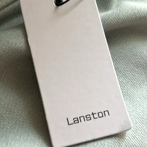 New Lanston Revolve Women’s Oversized Drop Shoulder Cinched Crop Crew Sweatshirt Green Size XS