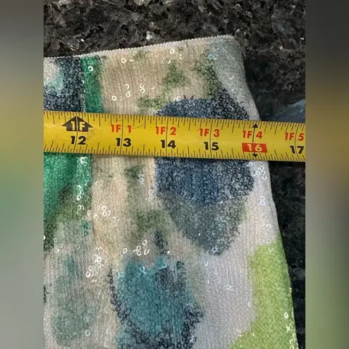 WORTH New York | Green Teal Grey Sequins Formal Fitted Pencil Skirt Size 6 S