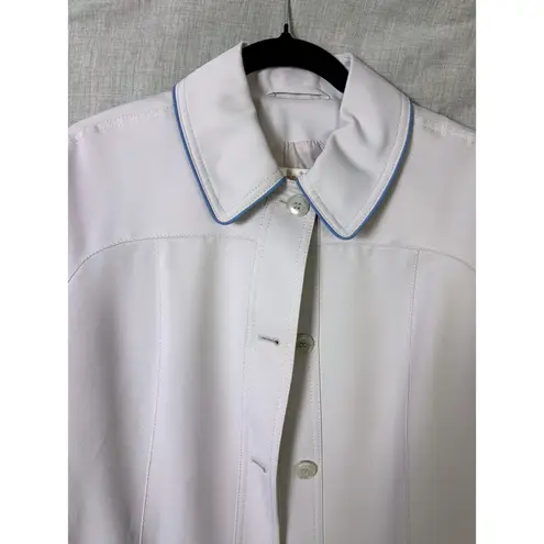 Vintage AstorONE Gray Mod Swing Rain Coat 80s Double Piped Trim Button Front 10