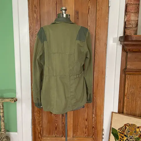 Joseph Greco JKT Jakett New York Mixed Media Leather Trim Utility Jacket Sz M Green Size M