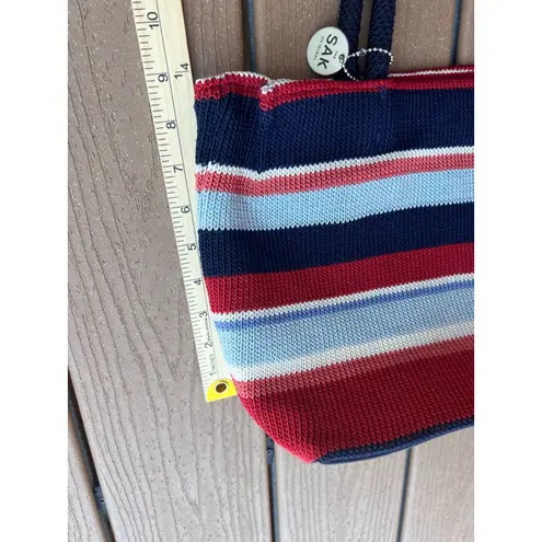 The Sak Crochet Purse Shoulder Bag Mini Tote Bohemian Stripe Handbag Boho Nylon