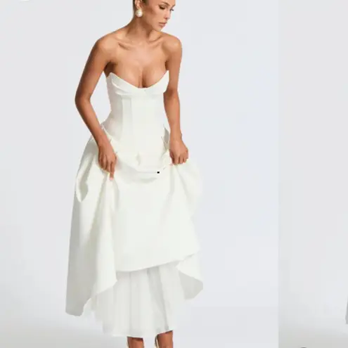 Babyboo Elegant White Strapless Dress SALMA MIDI DRESS - IVORY