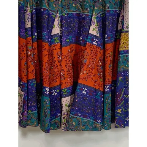 ETRO Milano Patch Quilt Skirt Blue Size 6