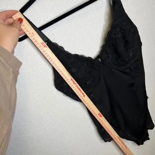 None Black Lace Trim Full Figure Bodysuit Shapewear Adjustable Straps 2X