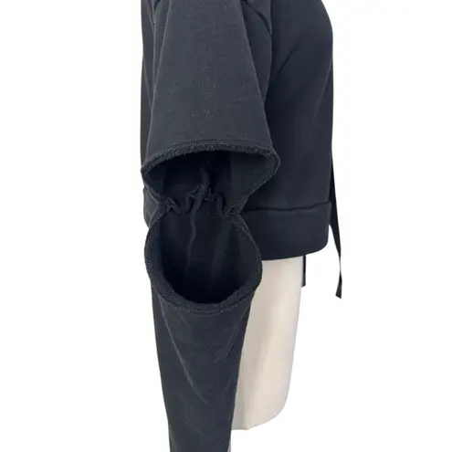 ALO Yoga Edgy Peak Cutout Elbow Hoodie Crop Sweatshirt Long Sleeve Drawstring S Black