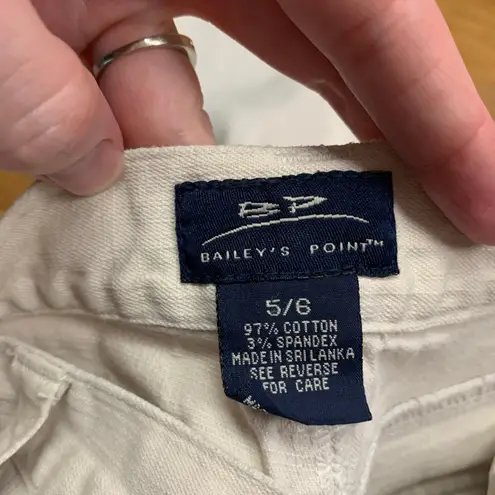Y2K Bailey's Point Flare Leg Cargo Pants Womens Size 6 Button Fly Cream Utility White