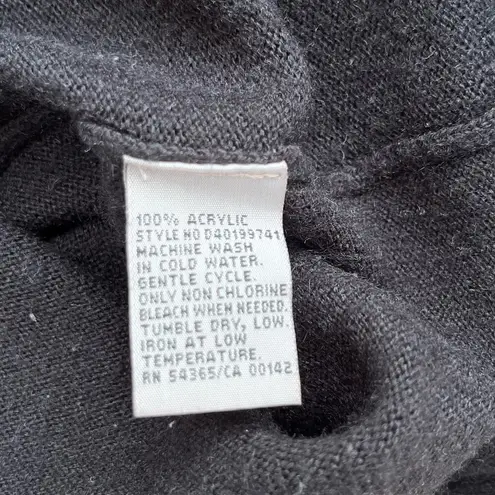 Tanjay Black Crewneck Knit Sweater Perforated Knit Sleeves, Size Medium