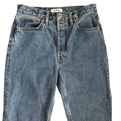 RE/DONE  90’s Crop‎ Low Slung High-Rise Raw Hem Jeans in Blue Mere Size 26