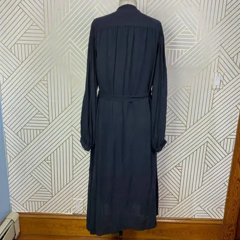 Equipment Femme Francois Silk Shirt Button Down Dress in Black Size US Medium