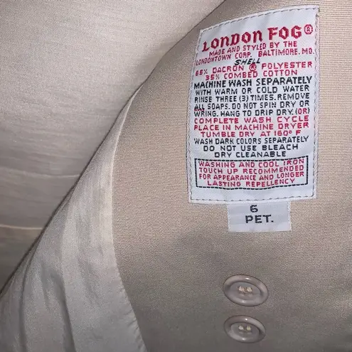 London Fog Trench Coat Petite Khaki Vintage Long Hooded Preppy