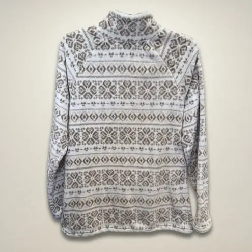 Eddie Bauer  Pullover Fuzzy Fleece Kangaroo Pocket Adjustable‎ Hem Cream/Tan W XL