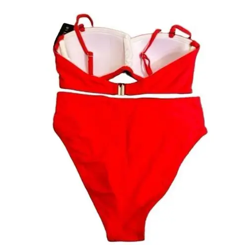 Tempt Me  Red Bandeau Strapless Twist Front Bikini Set Small NWT