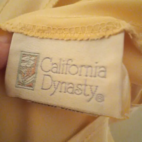 Vintage California Dynasty Liquid Satin Chemise Gown-Large-Bow Detail-Yellow