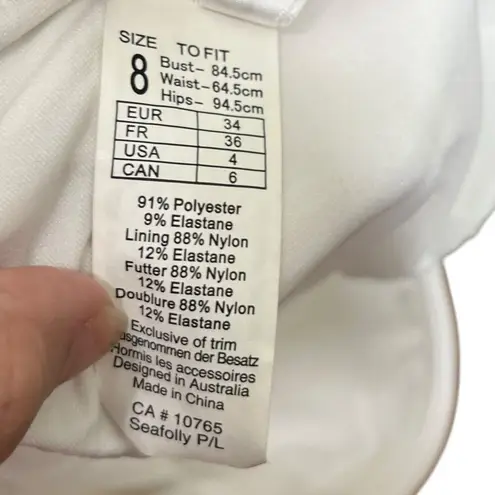 Seafolly Essentials Ribbed Bikini Bottoms Women’s Size 4 High Cut White Swim - Image 12