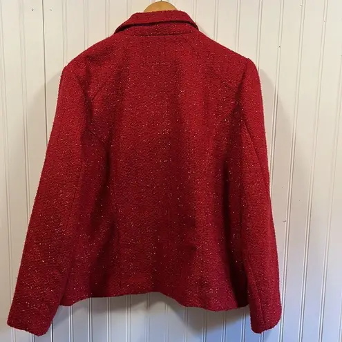 Christopher & Banks  ruby red sparkly zip up blazer jacket