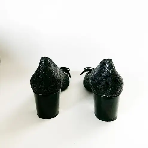 Isaac Mizrahi Black Glitter Vivian Bow Pumps Size 6.5