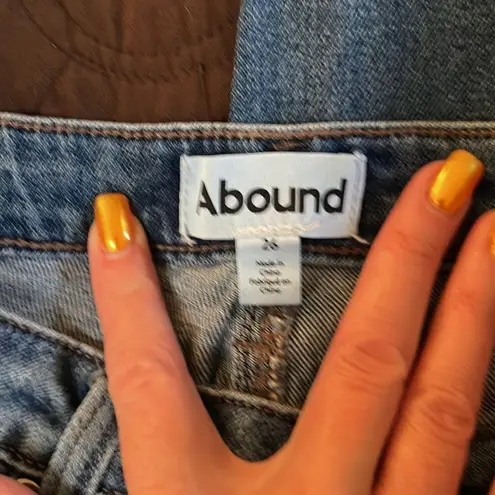 Abound  button fly cotton jeans.  Tapered.  Size 26 waist.