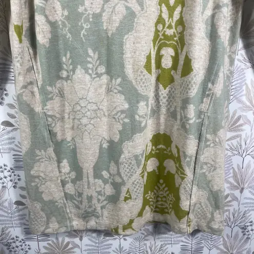 Saturday Sunday Anthropologie Hooded Tunic Dress M Green Floral Jacquard Knit Size M