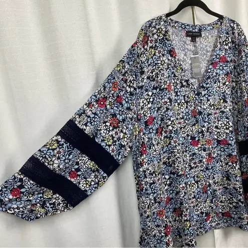 Lane Bryant  Blue Floral Button Front Blouse Sz.26/28 NWT