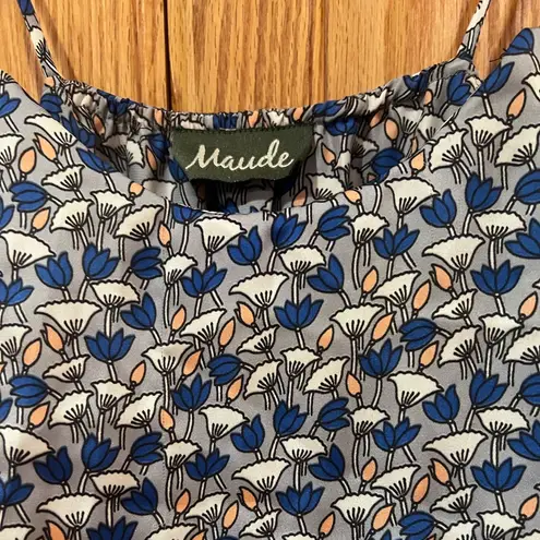 Maude by Anthropologie Floral Print Ruffle Satin Mini Dress Size Small