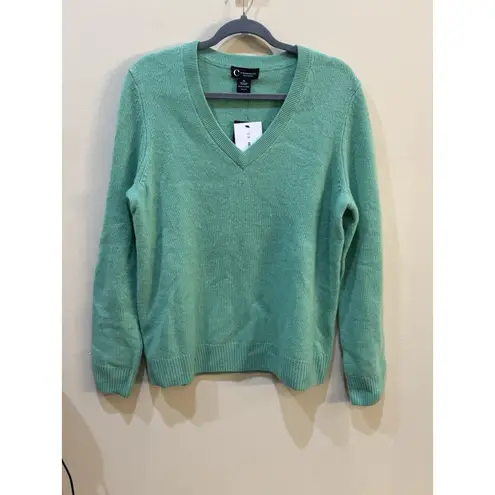 C By Bloomingdales Cashmere Sweater Size XL Green V Neck Long Sleeve Womens