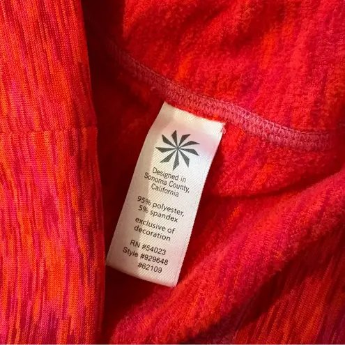 Athleta Orange Pink Space Dye Full Zip Hooded Sweatshirt Jacket, Sz M Red Size M