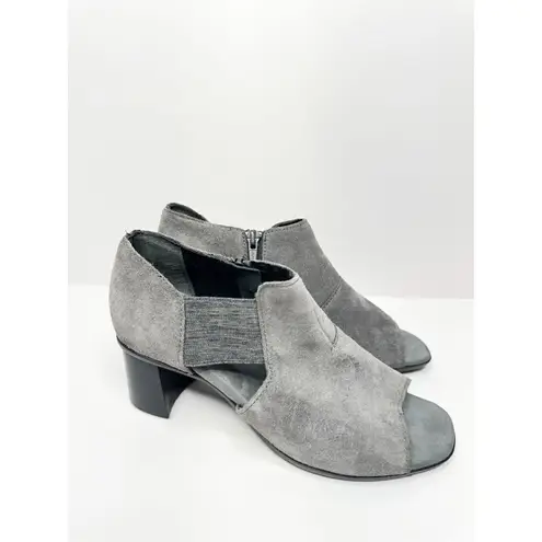 Munro Heels Womens Size 6.5 Suede Sable Ash Gray Shooties Open Toe Block Heel
