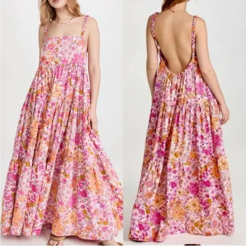 Free People NEW  Park Slope Pink floral low back Maxi Dress sz XS