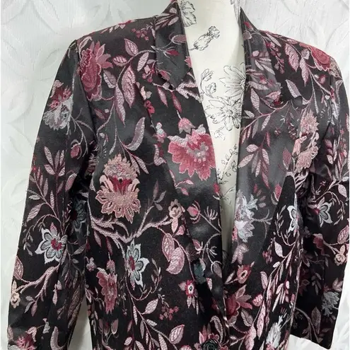 Jessica McClintock Jessica McClintock Black Floral Brocade Blazer Jacket Size 8