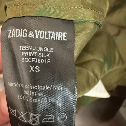 Zadig & Voltaire Green Teen Jungle Print Silk Sleeveless Blouse Size XS NEW