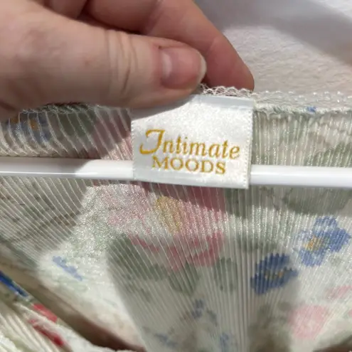 Intimate Mood Cream Floral Slip Nightgown Robe Set Women's Medium Y2K Pink