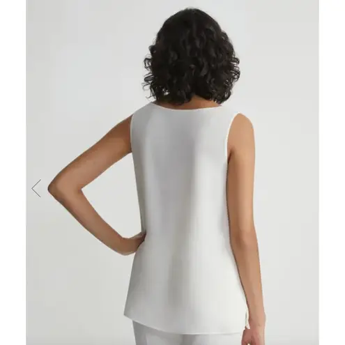 Lafayette 148 New York Silk Double Georgette Sleeveless Blouse in Cloud sz. S White