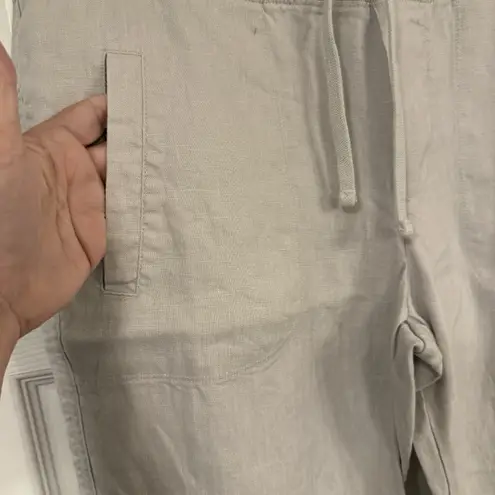 James Perse Pants Women Sz 3 (34” Waist) Beige Straight Leg Garment Dyed Linen