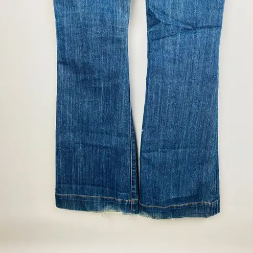 Seven 7 Medium Wash Sexy Flare Mid Rise Jeans Trouser Hems Women's Size 27