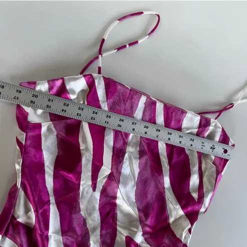 The East Order Dress Womens Medium Rhea White Pink Zebra Print Satin Mini