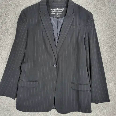 Norma Kamali Vintage Norma Kamali Boyfriend Suit Jacket Womens 16 Black Gray Pin Striped