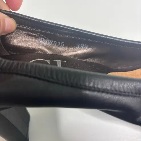 AGL Black Patent Leather Cap Toe Block Heel Pump 39.5 Size 9.5