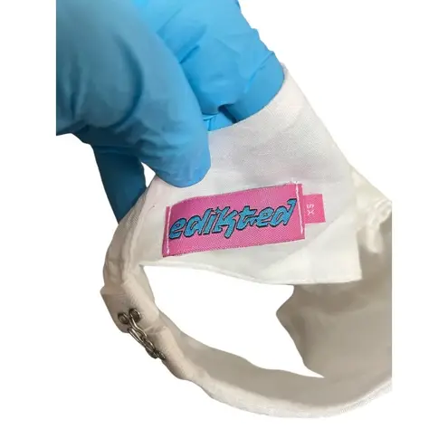 Edikted Crop Top Womens XS White Puffed Sleeve Crinkled Ruffled