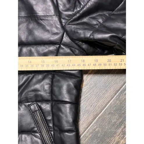 Scully Puffy Lambskin Leather Jacket Black Zip Pockets Womens Medium Moto Lux