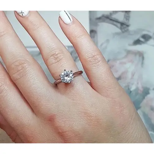 Boutique 2Ct Solitaire Platinum S925 Simulated Diamond Engagement Wedding Ring, Size 6‎