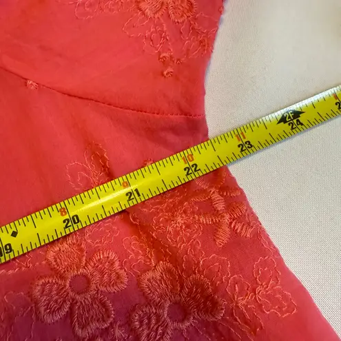 Anthropologie NWT Pilcro Embroidered Button Down Blouse Coral Petite LP Career # Pink Size undefined