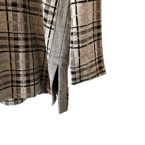 J. JILL Plaid SilverBlack Metallic Shimmer Knit Tunic Top Sz M Gray Size M