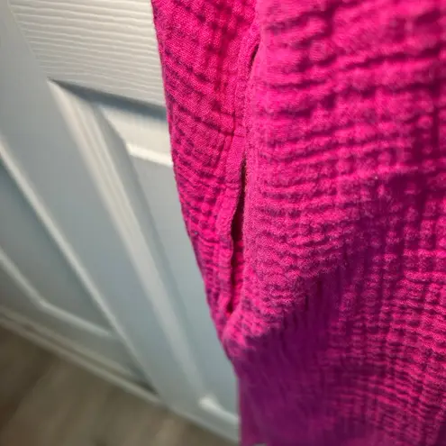 D&Co Beach Pink Gauze Tunic Dress Tassel V Neck Short Sleeve XL Cover Up