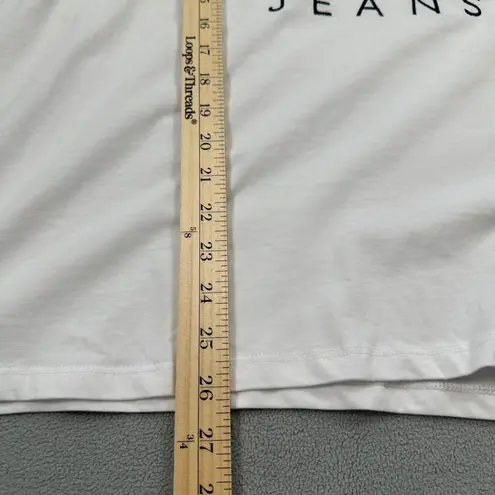 Hilfiger Jeans Shirt 1X Womens White Short Sleeve Logo Graphic Tee Shirt Vintage