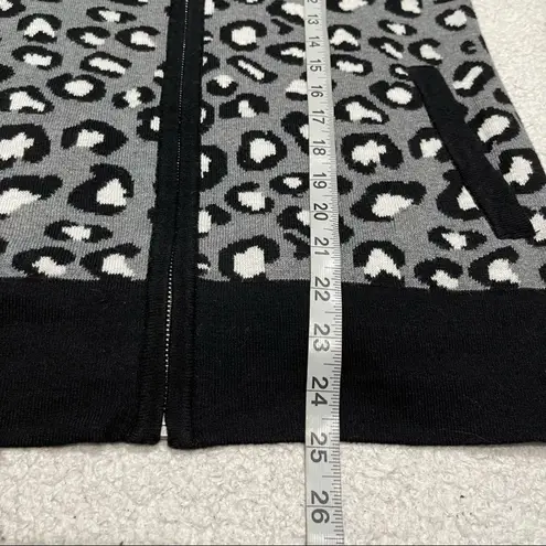 Rachel Zoe  Leopard‎ Print Full Zip Cardigan Sweater Black & White Size XS