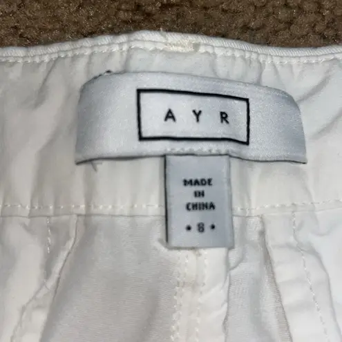 AYR The Metropolitan Hi-Rise Pleated Twill Trouser Pants Basmati White 8