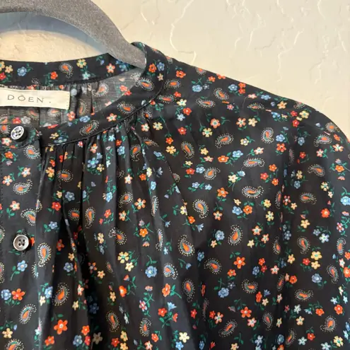 Doen Jane blouse in night songbird paisley print organic cotton viscose small Blue