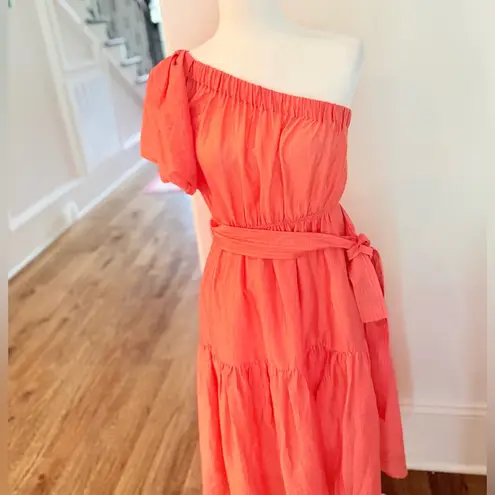 Current Air One Shoulder Midi Dress size S Orange creamsicle color