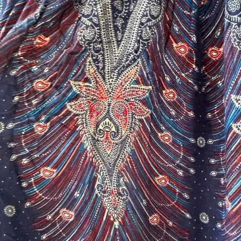 Banjamth Blue Peacock Lightweight Soft Gypsy Festival Abstract Bohemian Women’s Size M