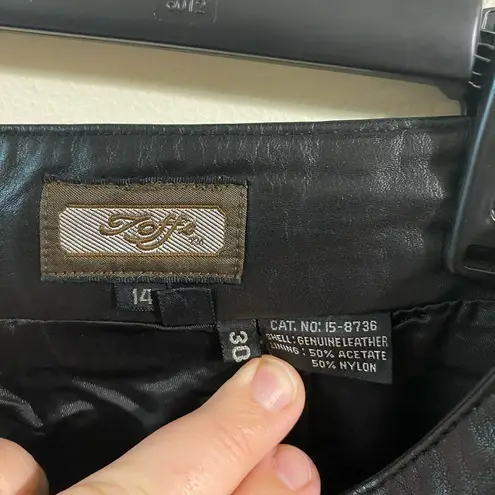 Vintage VTG 1990s Toffs Womens Leather Pants Wide Leg Size 14 30" Inseam Black